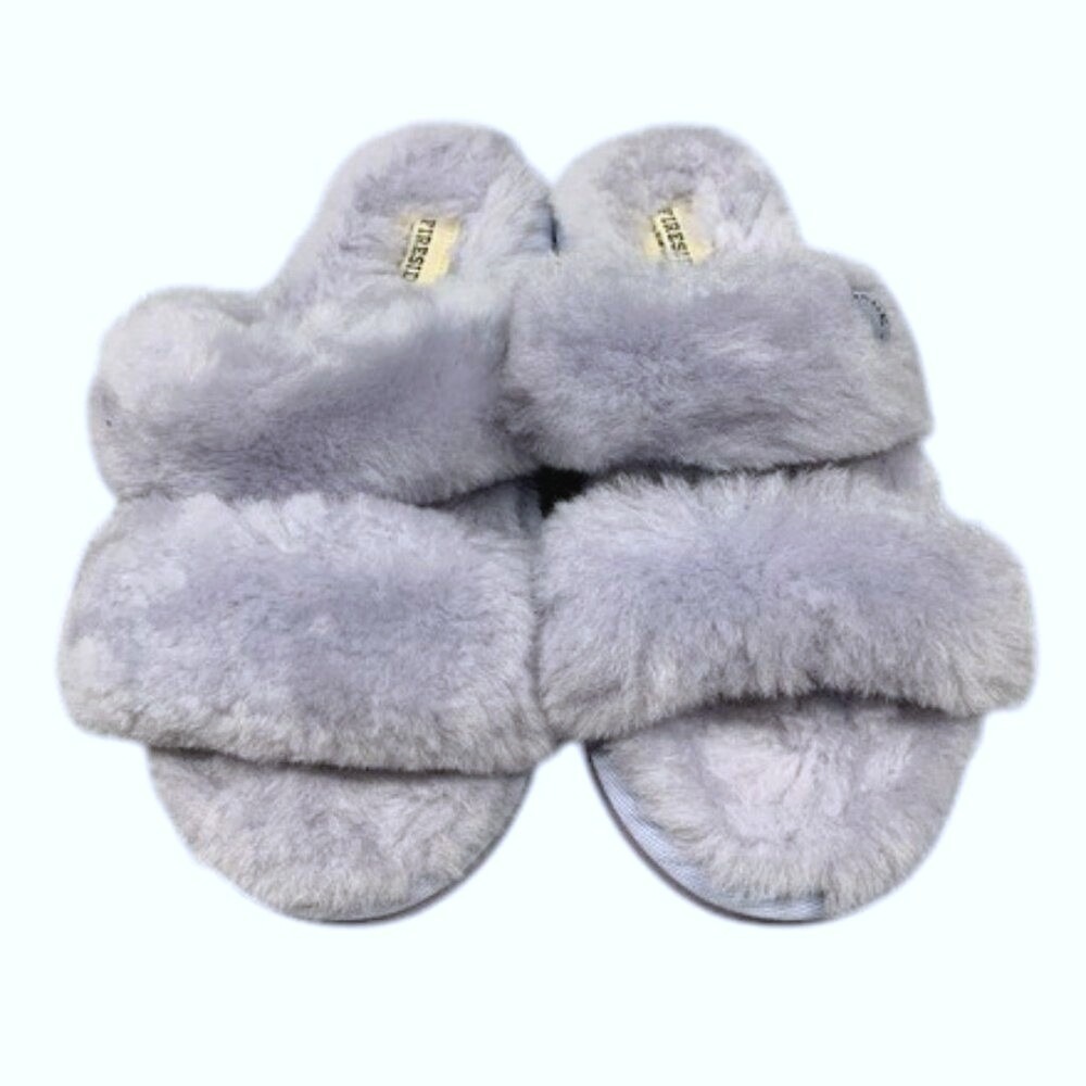 Fireside by Dearfoams Shearling Slide Slippers Womens 8 Purple Platform Cozy